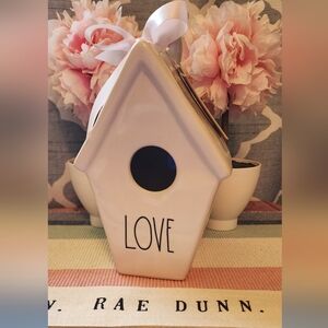 Rae Dunn Cream Birdhouse with Love Inscription Double Sided